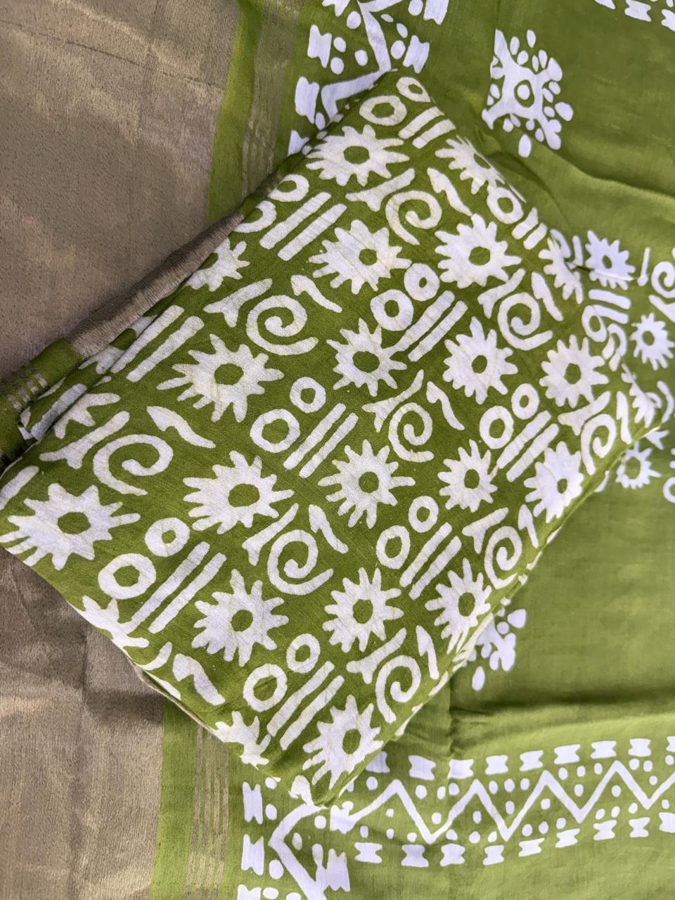 green Cotton Chanderi Suit | Elegant Ethnic Wear