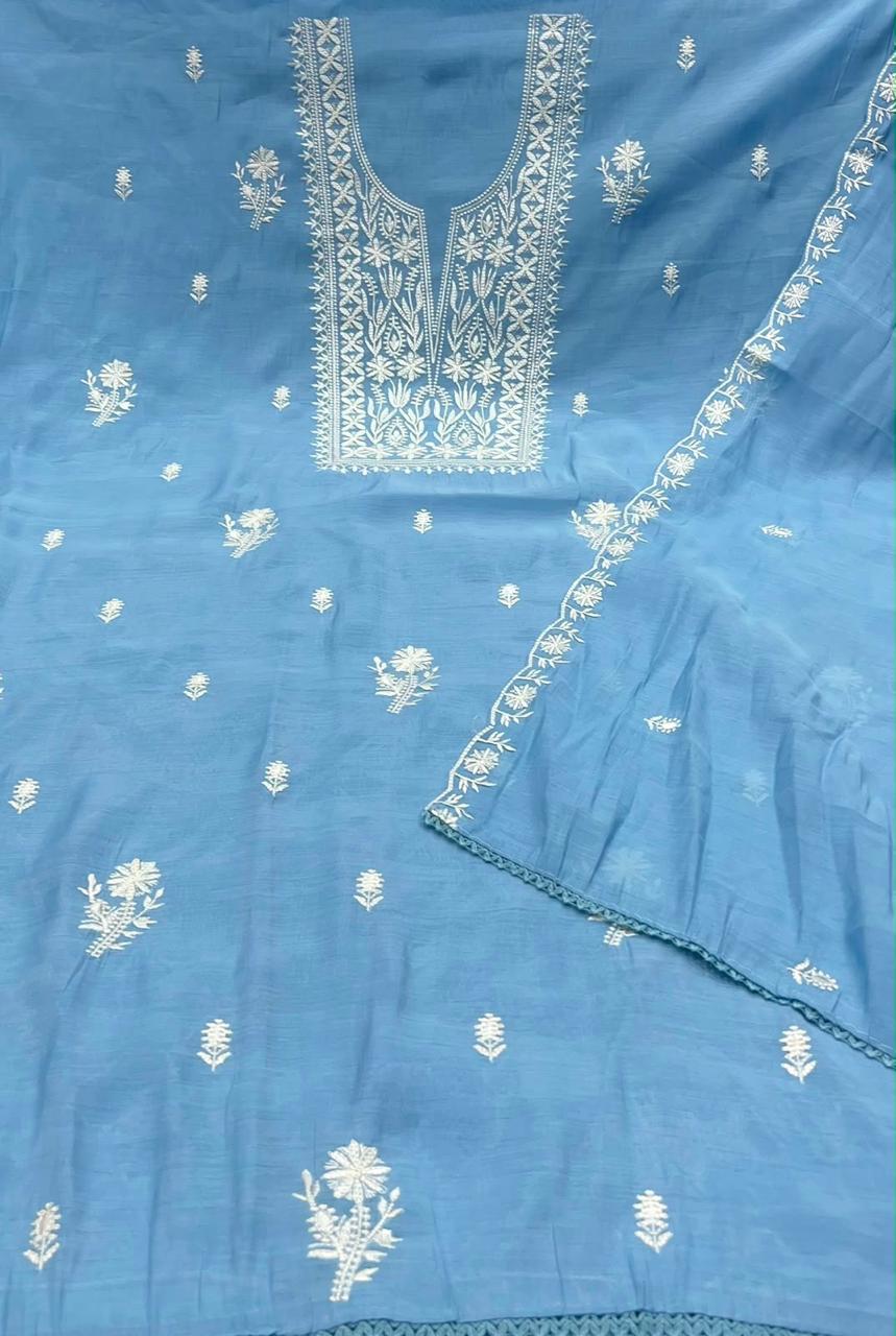 Blue Mul Cotton Suit – Elegant Ethnic Wear