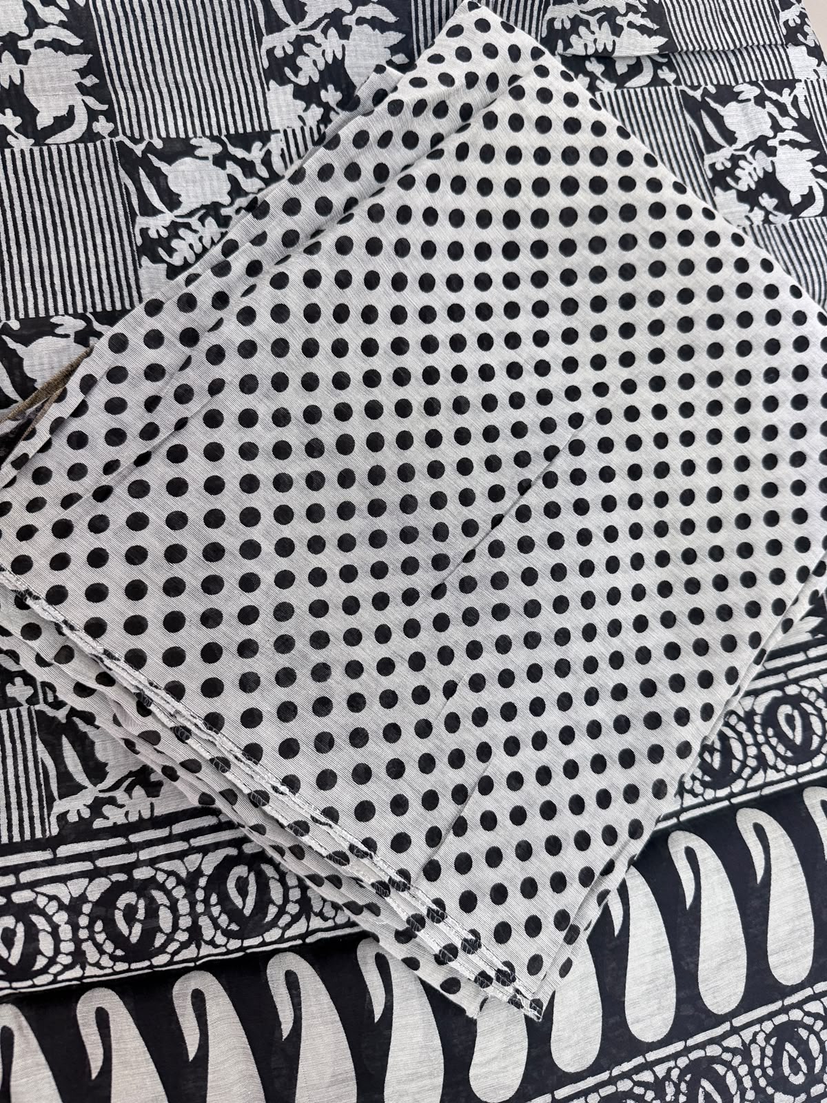 Black Polka dots Maheshwari Suit | Elegant Ethnic Wear