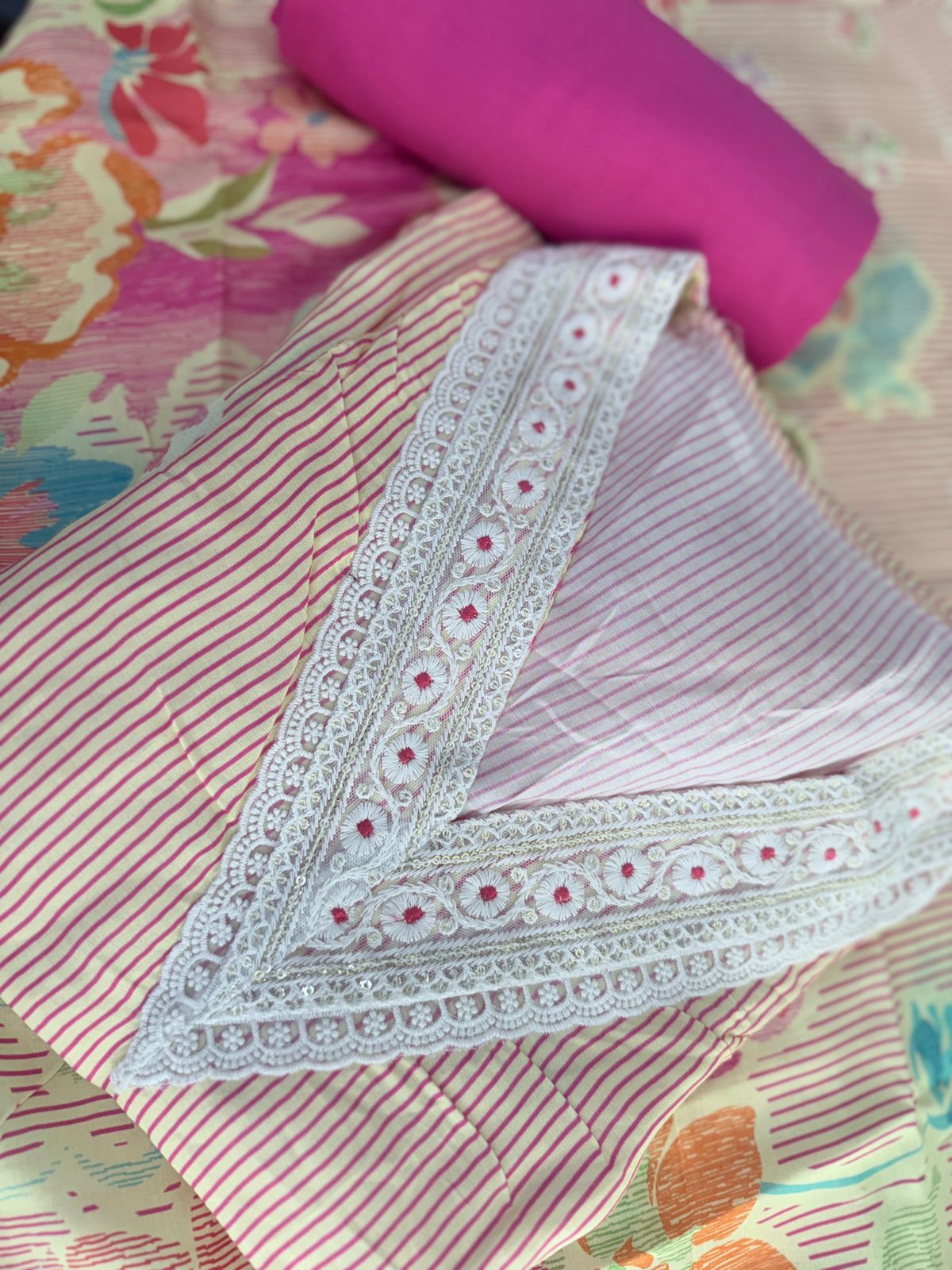 Pastel Pink Floral Printed Suit Set